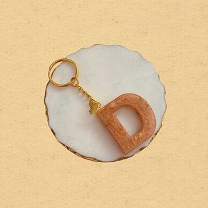 Custom Letter “D” Butterfly Key Chain - Peach Gold